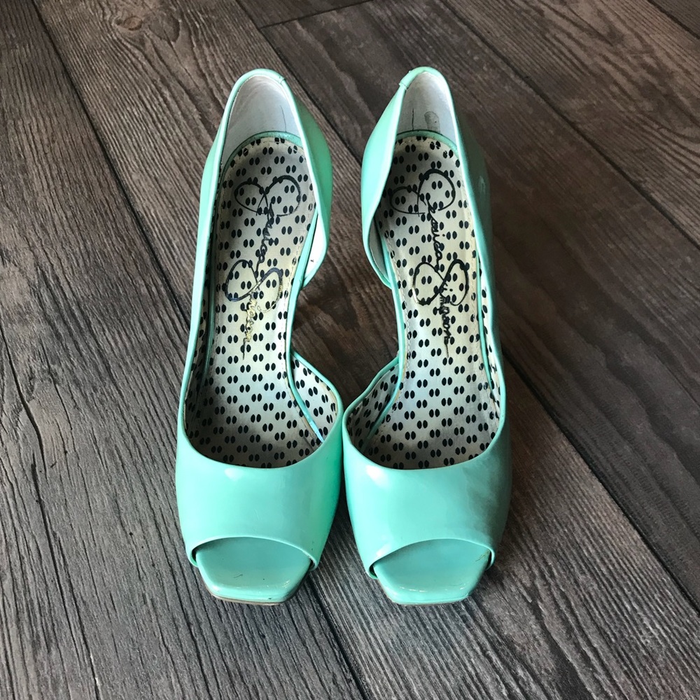 JESSICA SIMPSON MINT/SEA FOAM HEEL 7.5